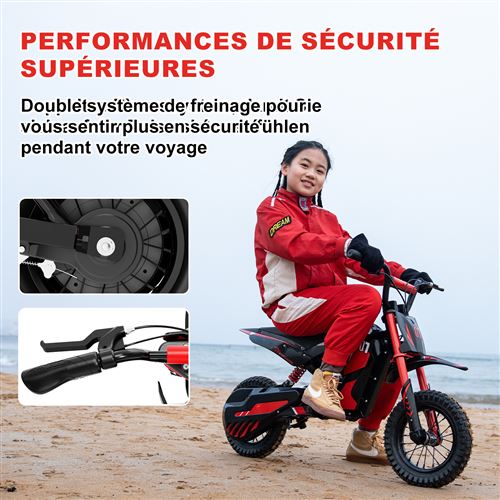 Motocicleta elétrica EVERCROSS para crianças de 3 a 12 anos, 300 W, 25 km/h, 3 níveis de velocidade, pneus de 12", modelo vermelho ideal. – Image 3