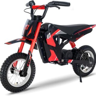 Motocicleta elétrica EVERCROSS para crianças de 3 a 12 anos, 300 W, 25 km/h, 3 níveis de velocidade, pneus de 12", modelo vermelho ideal.
