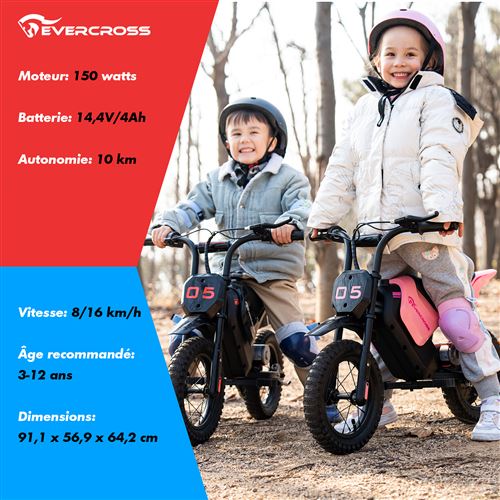 Patinete elétrico EVERCROSS TECH EV05M para crianças de 3 a 12 anos, 150 W, 16 km/h, 2 velocidades, pneus de 12", azul, ideal para presente. – Image 4