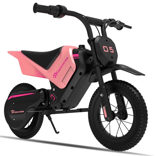 Motocicleta elétrica Evercross para crianças de 3 a 12 anos, 300 W, 25 km/h, 3 níveis de velocidade, pneus rosa de 12".