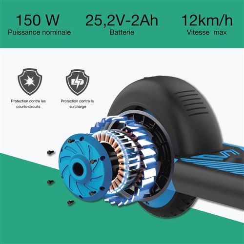 Patinete elétrico infantil Wispeed T650 de 150 W, azul e preto. – Image 2