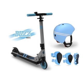 Patinete elétrico infantil Revoe com acessórios, azul.